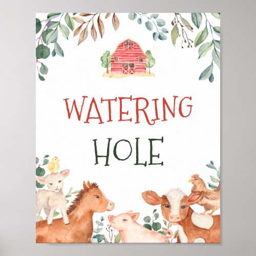 Farm Animals Watering Hole Sign