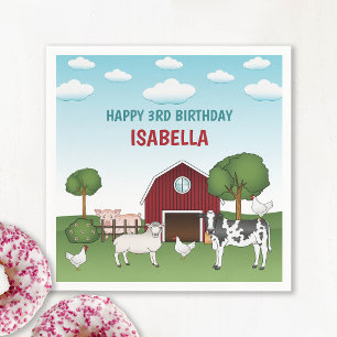 Farm Animals With Red Barn Rural Kid's Birthday Napkins
