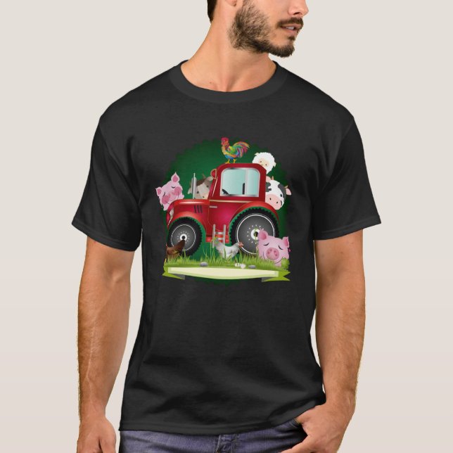 farm animals with red tractor T-Shirt (Front)