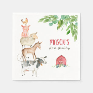 Farm Animals Zoo Boy Birthday Barnyard Napkins