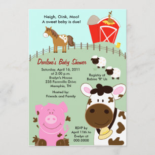 Farm Babies 5x7 Baby Shower Invitation