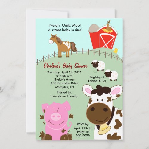Farm Babies 5x7 Baby Shower Invitation
