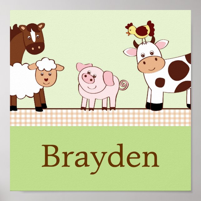 Farm Babies Animals Personalized Name Art Print (Front)
