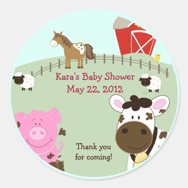 Farm Babies Baby Shower Favor Sticker (Front)