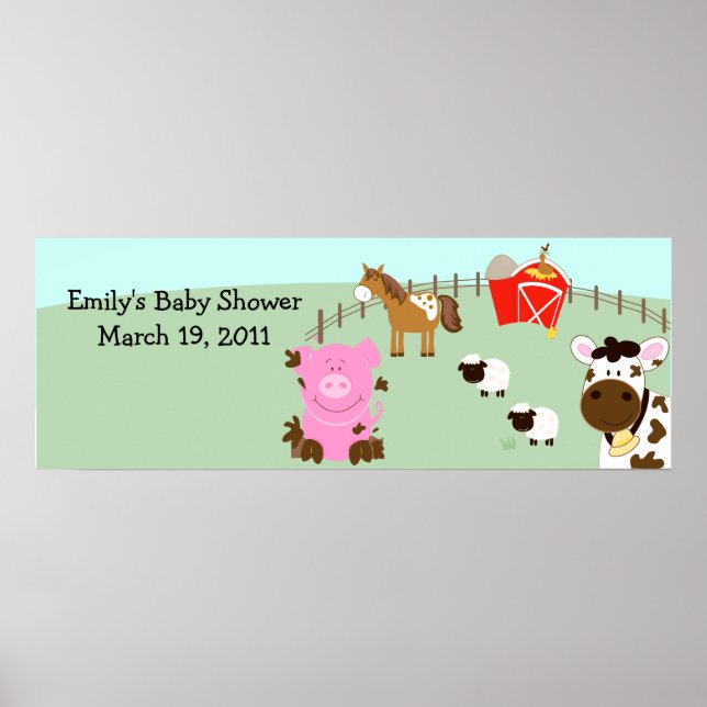 Farm Babies Barnyard Barn Yard Birthday Banner Poster (Front)