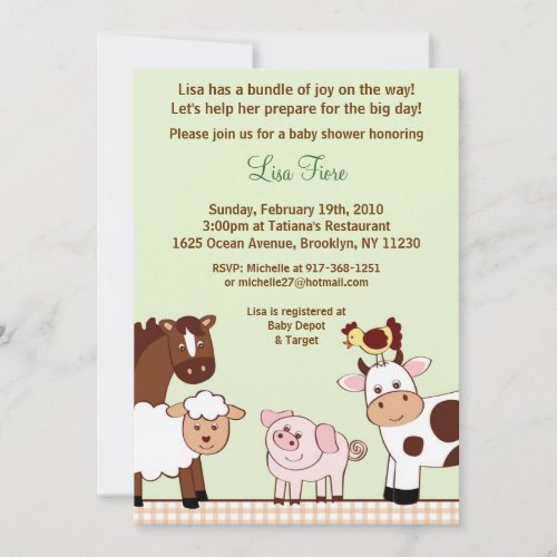 Farm Babies Farm Animals Baby Shower Invitations