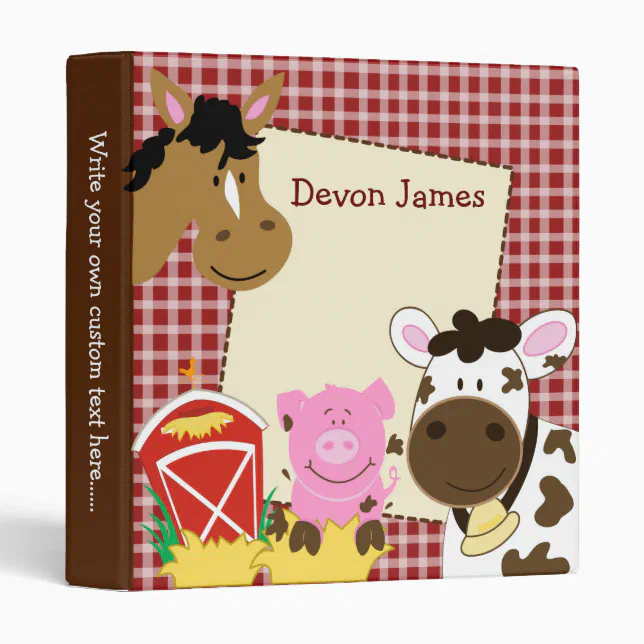 Farm Babies Horse, Pig and Cow Binder | Zazzle