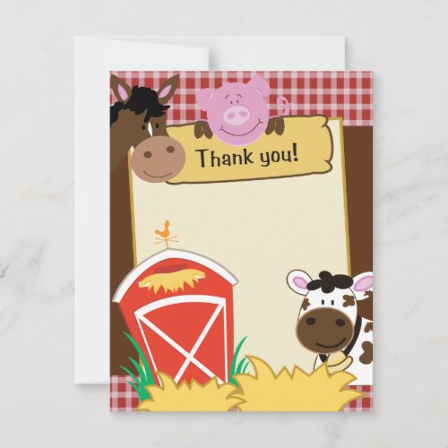 Farm Babies Writable Flat Thank you Card