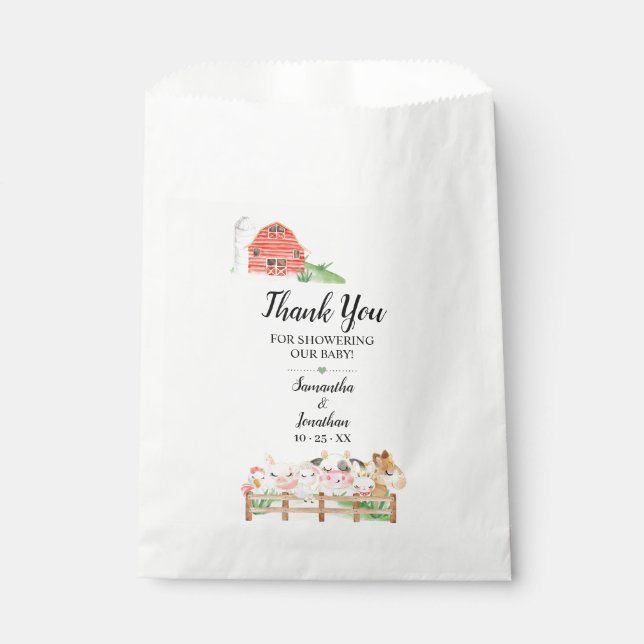 Farm Baby Animals Baby Shower Favor Bag (Front)