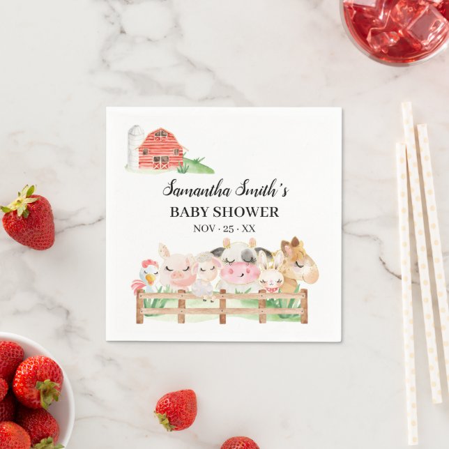 Farm Baby Animals Baby Shower Napkins (Insitu)