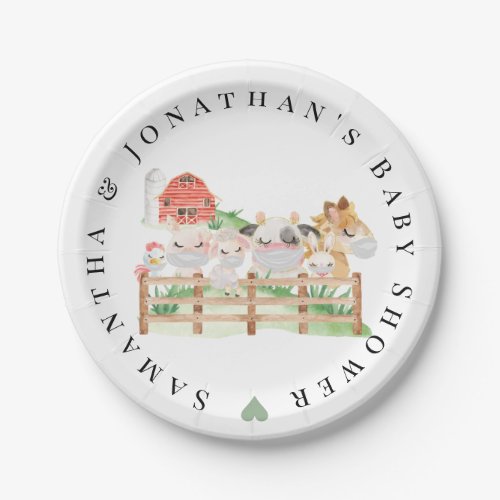 Farm Baby Animals Baby Shower Paper Plates