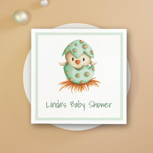 Farm Baby Bird Hatching Green Neutral Polka Dots Napkins