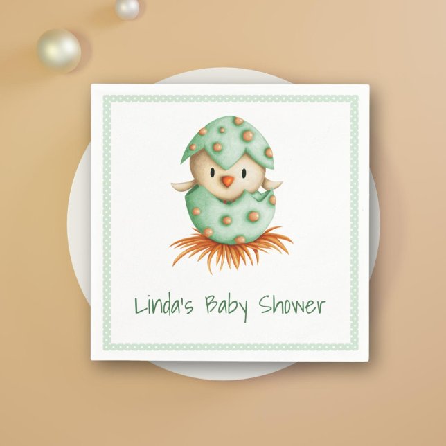 Farm Baby Bird Hatching Green Neutral Polka Dots Napkins (Creator Uploaded)