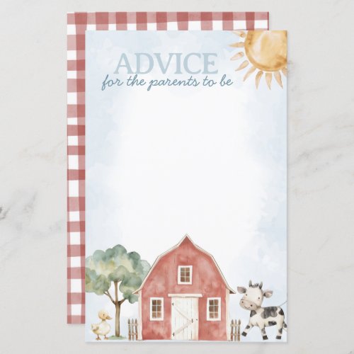 Farm Baby Shower Advice Activity