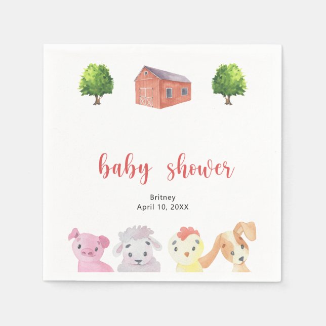 Farm baby shower - baby shower napkins (Front)