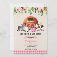 Farm baby shower birthday invitation