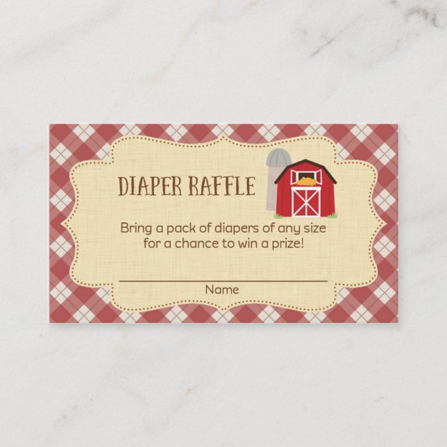 Farm Baby Shower Diaper Raffle Tickets Enclosure Card (Front)