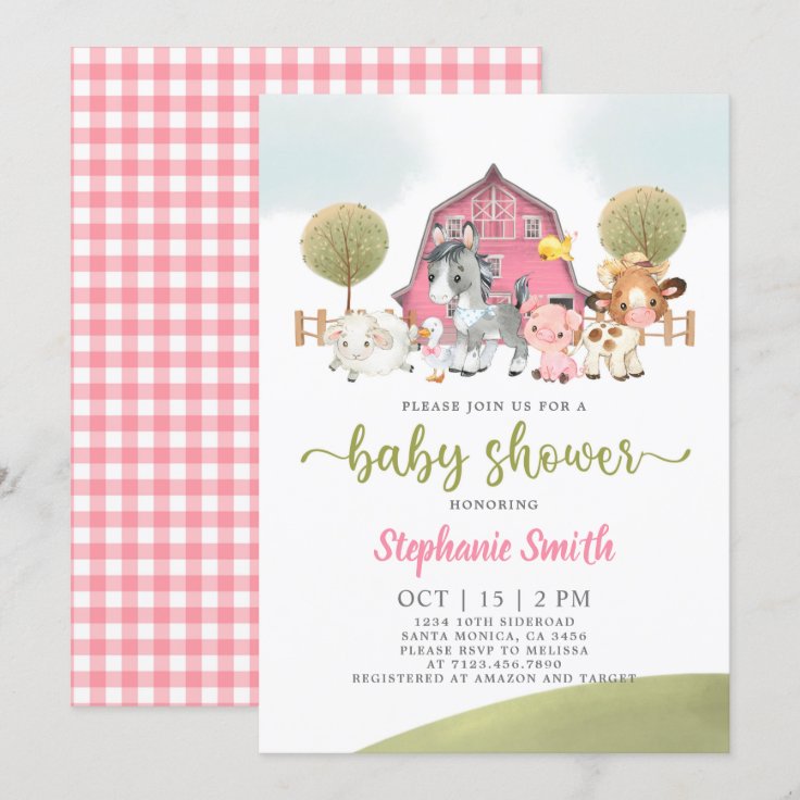 Farm Baby Shower girl Invitation Zazzle