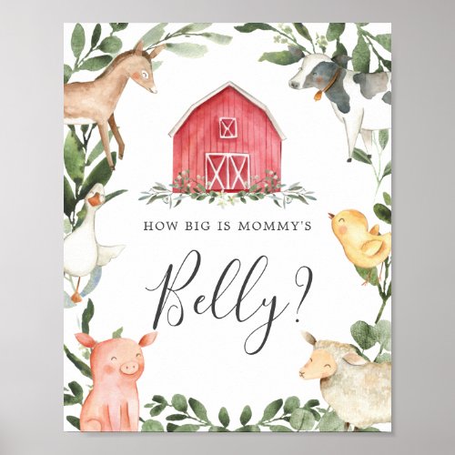 Farm Baby Shower Guess How Big is Mommys Belly Poster