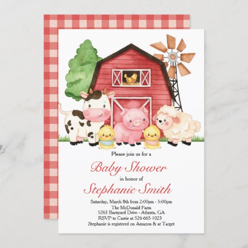 Farm Baby Shower invitation Barnyard Baby Shower Invitation