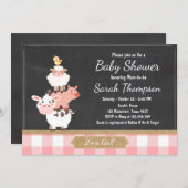 Farm Baby Shower invitation Country Baby Girl Pink (Front/Back)