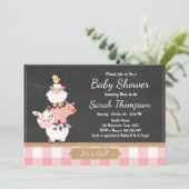 Farm Baby Shower invitation Country Baby Girl Pink (Standing Front)