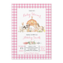 farm baby shower invitation pink girl