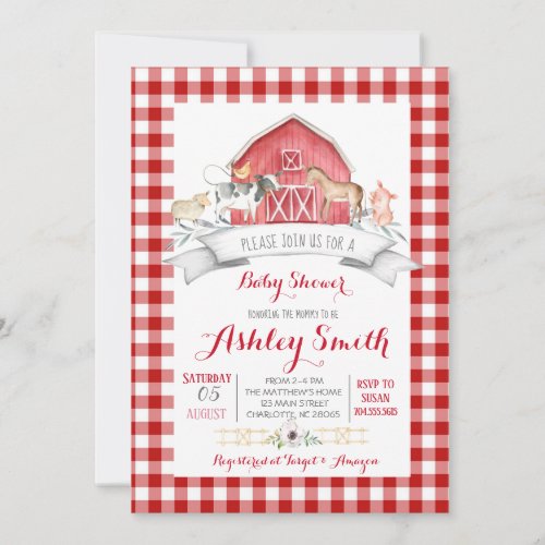 farm baby shower invitation re girl