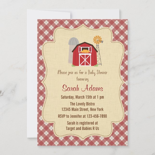 Farm Baby Shower Invitation Rustic (Front)