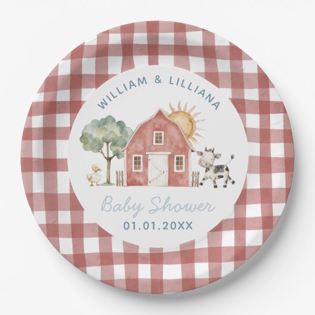 Farm Baby Shower Paper Plates (Front)