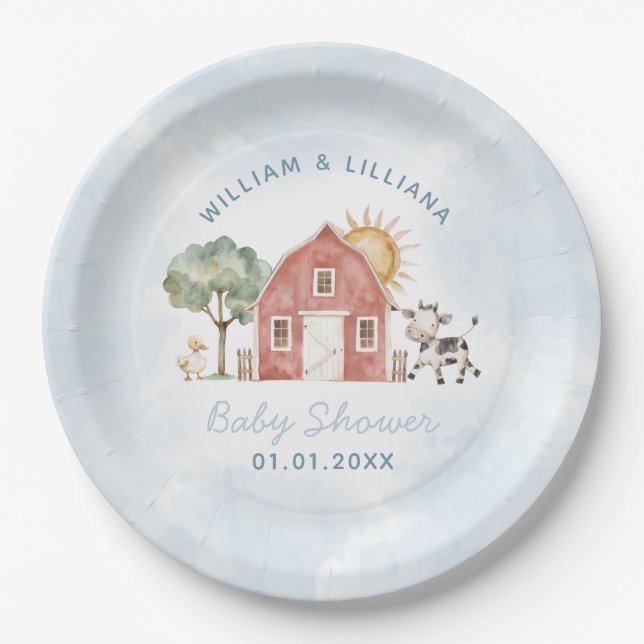 Farm Baby Shower Paper Plates (Front)