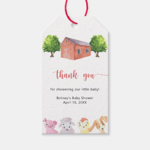 Farm baby shower - thank you gift tags