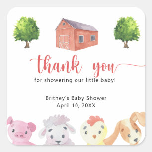 Farm baby shower - thank you square sticker