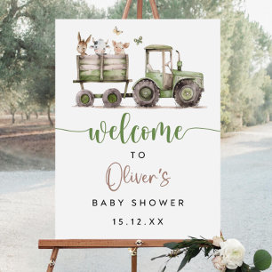 Farm Baby Shower Welcome Sign, Green Tractor Baby Foam Board