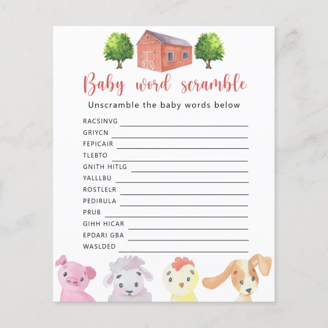 Farm - Baby Word Scramble Game (Front)