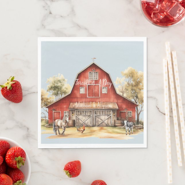 Farm Barn Animals Country Wedding Napkins (Insitu)
