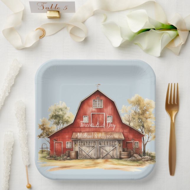 Farm Barn Animals Country Wedding Paper Plates (Wedding)