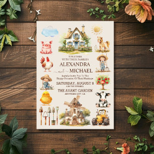Farm Barn Fields Cottage Country Wedding Invitation