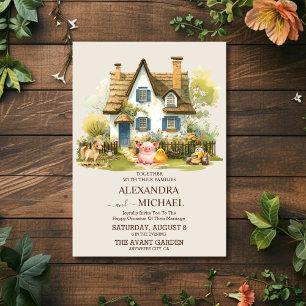 Farm Barn Fields Cottage Country Wedding Invitation