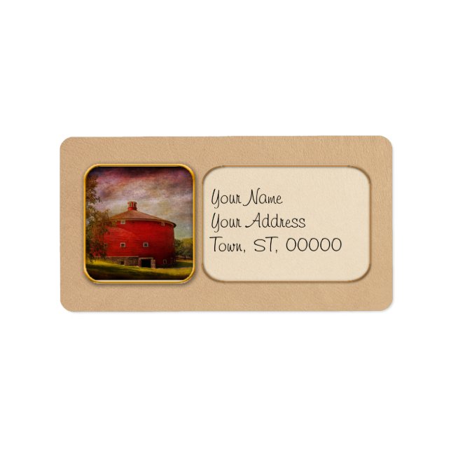 Farm - Barn - Red round barn Label (Front)