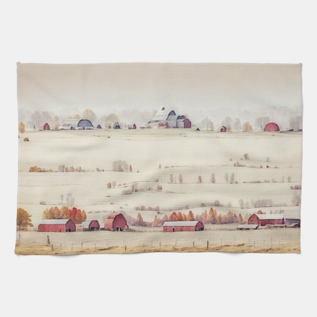 Farm Barns Farm Style Art Kitchen Towel (Horizontal)