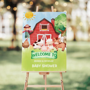 Farm barnyard animal baby shower welcome sign