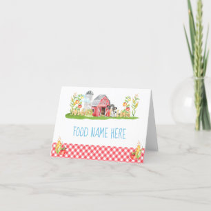 Farm Barnyard Animal Birthday Food Table Tents Letterpress Thank You Card
