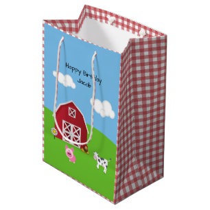 Farm Barnyard Animal Birthday Medium Gift Bag