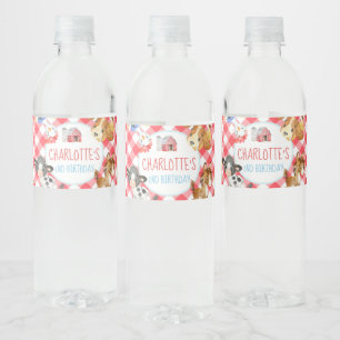 Farm Barnyard Animal Birthday Water Bottle Label