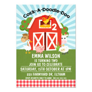 farm animal birthday invitations zazzle