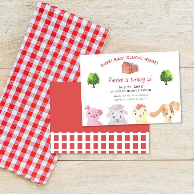 Farm Barnyard Animals 2nd Birthday party Invitation (Creator Uploaded)
