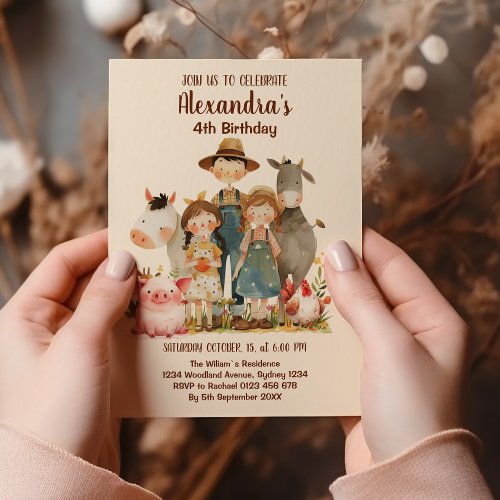 Farm Barnyard Animals Birthday Invitation