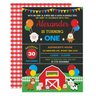 farm animal birthday invitations zazzle