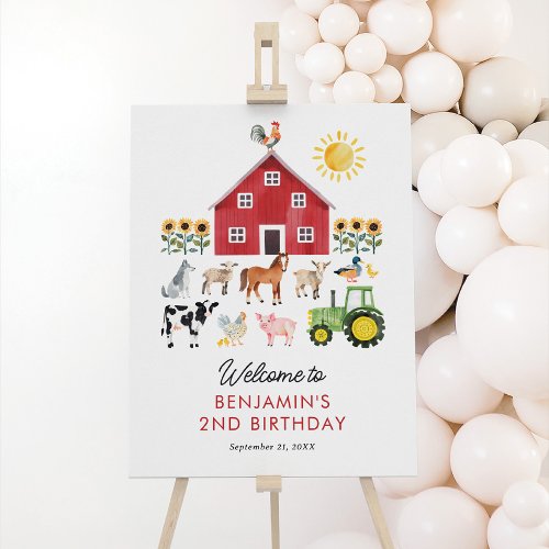 Farm Barnyard Animals Birthday Welcome Sign